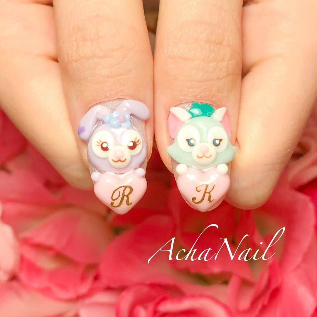 Achanailさんのインスタグラム写真 Achanailinstagram 春らしいパステルのお花とステラルーちゃんとジェラトーニくんの3dアート Ameblo Jp Acha Nail Entry Html ネイル ジェルネイル フィルイン フィルイン導入サロン 南