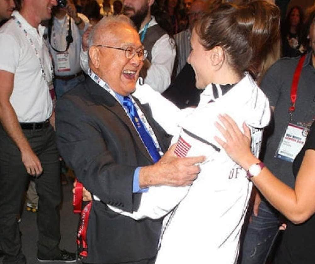 マルティ・マロイのインスタグラム：「🎊 Sending out the biggest of birthday wishes to my coach Yosh Uchida today on his 100th birthday! ❤️ ❤️To the man who believed in me since the day we met and never stopped! ❤️ ❤️ Pictured here seeing each other for the first time after I won Bronze in London. Couldn't have done it without you coach! 😍」