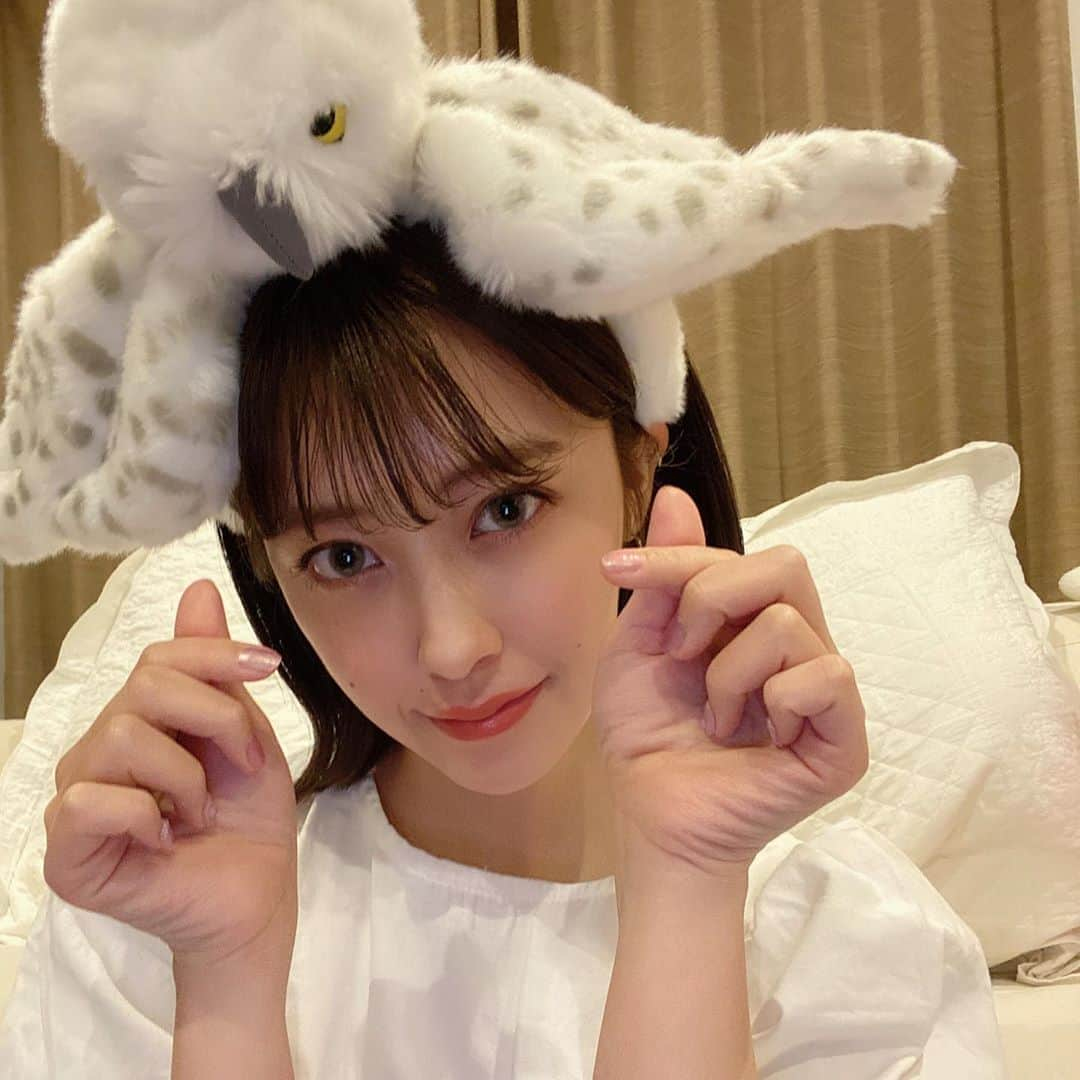 夏焼雅さんのインスタグラム写真 - (夏焼雅Instagram)「本日の #ベリーズ時間　でした👐🏻💜 おやすみ⭐ #Berryz工房 #カチューシャはユニバ気分感じてます♡ #ハリーポッターのフクロウ🦉 #ヘドウィグ」4月3日 0時36分 - miyaaa0825