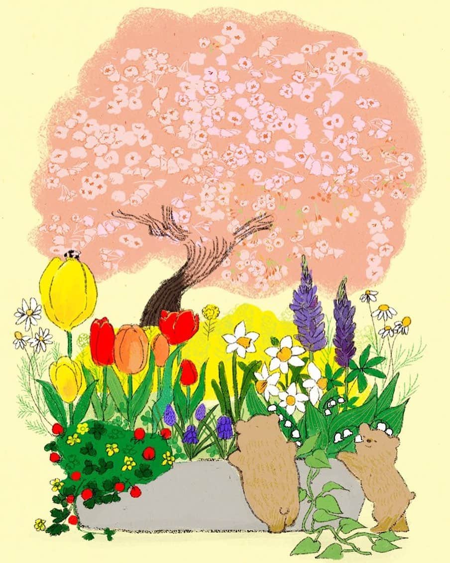 momoroさんのインスタグラム写真 - (momoroInstagram)「はるのにおい #桜#sakura #illustration #momoro#ももろ#イラスト#春#spring #お花見」4月3日 7時43分 - momoro6666