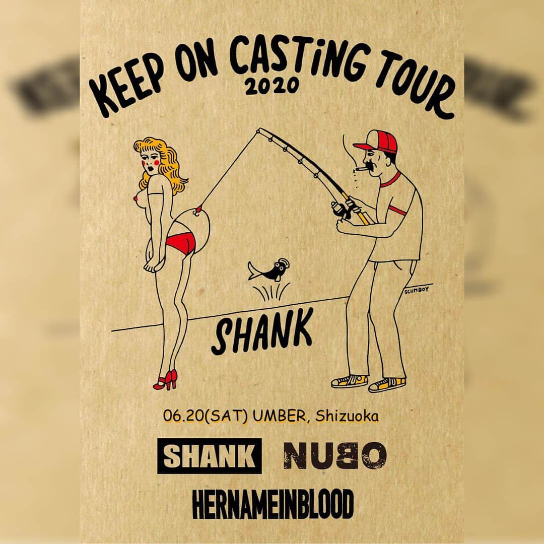 Her Name In Bloodのインスタグラム：「[NEW SHOW]  SHANKのツアー静岡場所に出演が決定しました！  6/20(土)静岡UMBER KEEP ON CASTING TOUR 2020 w/ @shank095jpn / @nubo_official  チケット詳細は公式HPより」