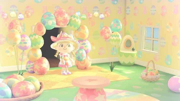 ももかわのインスタグラム：「#あつまれどうぶつの森 #easter #eastereggs #easterbunny #animalcrossing」