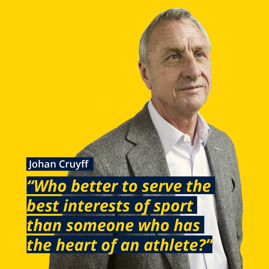 ヨハン・クライフのインスタグラム：「The Johan Cruyff Institute wants to inspire you with this free online course on sport sponsorship, which will start on April 1⃣4⃣. As @johancruyff would say; “Try to learn something new every day”. Learn more at: www.johancruyffinstitute.com/mooc/sport-sponsorship.html #IStudyAtHome #EducatingLeaders #CruyffLegacy」