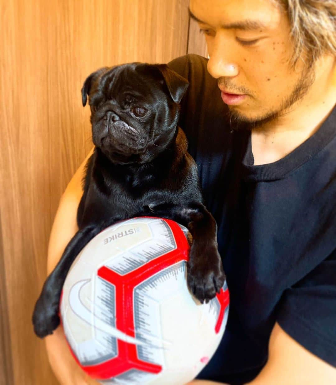 山口蛍のインスタグラム：「・ 一緒に自宅トレーニング！ @kuro_0607  ボールはお友達⚽️ ・ #stayhome #staysafe #visselkobe」