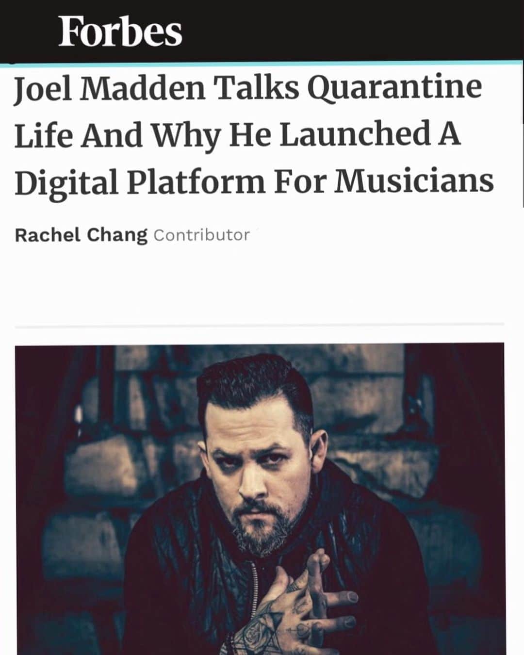 ジョエル・マッデンのインスタグラム：「Thank you to @Forbes and @RachelsChang for using your valued time and platform to share the message of @VeepsOfficial, we sincerely appreciate you.」