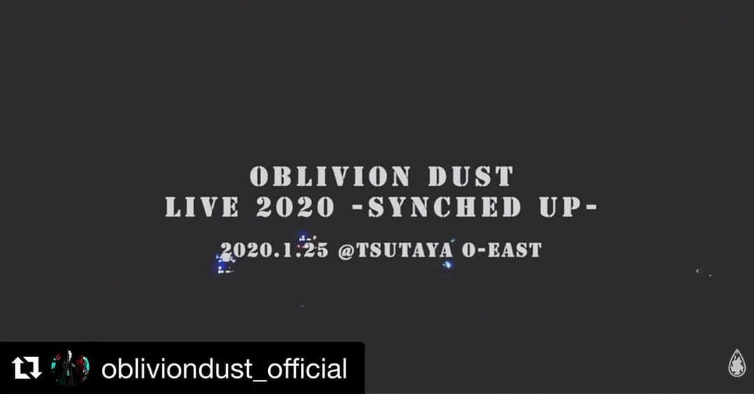 K.A.Zのインスタグラム：「#Repost @obliviondust_official with @get_repost ・・・ 2020年1月25日に東京・TSUTAYA O-EASTで行われた「OBLIVION DUST LIVE 2020 -Synched Up-」のダイジェスト映像をYouTubeにて公開中✨﻿ ﻿ 本来、資料用に撮影していた固定映像ですが、LIVE活動が出来ない状況にあるため、一部ではありますが、皆様にお届けすることにしました！﻿ 是非、ご覧ください👀﻿ https://youtu.be/8OheEVfibQ8﻿  #obliviondust﻿ #kaz﻿ #kenlloyd﻿ #rikiji﻿」