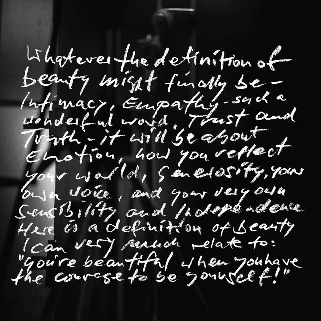 ピーター・リンドバーグさんのインスタグラム写真 - (ピーター・リンドバーグInstagram)「"Whatever the definition of beauty might finally be - intimacy, empathy, trust and truth - it will be about emotion, how you reflect your world, generosity, your own voice and your very own sensibility and independence. Here is a definition of beauty I can very much relate to: 'You’re beautiful when you have the courage to be yourself.'" P.L.」4月5日 2時20分 - therealpeterlindbergh