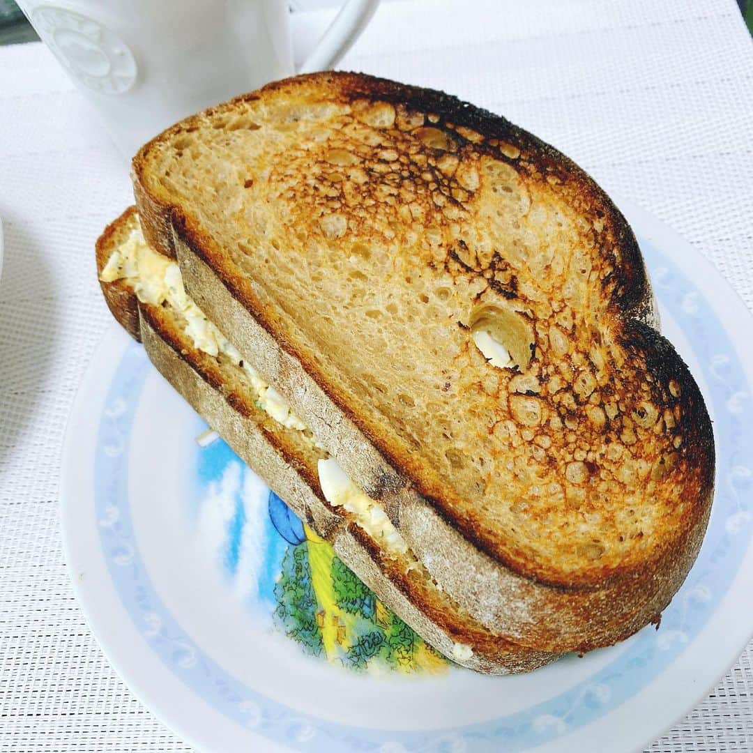小川麻琴さんのインスタグラム写真 - (小川麻琴Instagram)「いつもと変わらないランチ。 野菜たっぷりサラダ🥗 自家製タマゴサンド🥪 #ランチ  #いつものメニュー  #野菜たっぷり  #玄米パン  #タマゴサンド  #パンが好き #まことパン  #まことベーグル  #パンスタグラム」4月5日 13時27分 - 1029_makoto