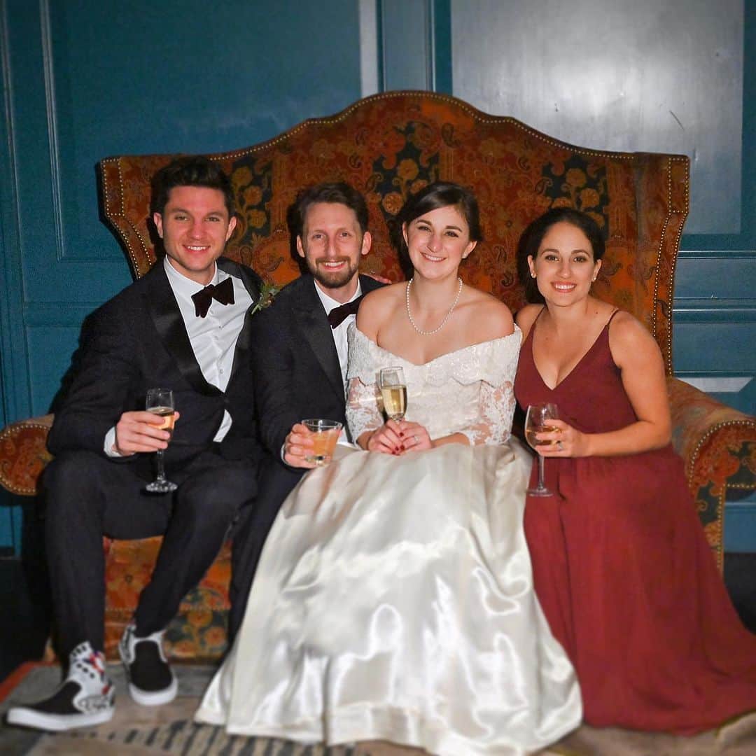 コリン・マクマヌスのインスタグラム：「Reliving this wonderful day in December. Best friends celebrating true love, and a wonderful future. Cheers to Hannah and Kyle! 🥂」