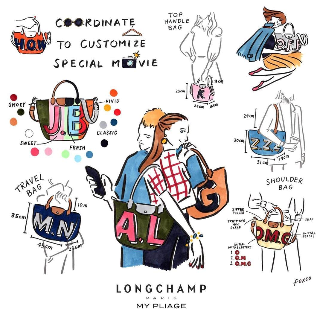 渡邉香織さんのインスタグラム写真 - (渡邉香織Instagram)「Longchamp の新しいカスタマイズバッグ #mypliagesignature の特設ページにたくさんのイラストを描かせていただきました🤍🇫🇷 @longchamp」4月6日 18時34分 - foxco_kaori