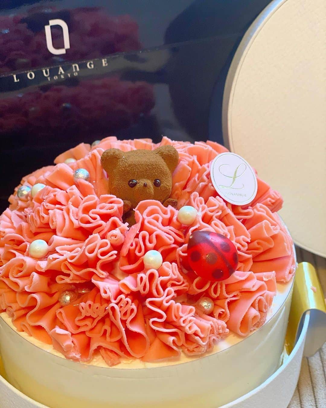 石井里奈さんのインスタグラム写真 - (石井里奈Instagram)「こんばんは🌙 . 今日は里奈ログ@おうち編🏠 大好きなケーキ屋さん @louange.tokyo の新作、母の日の特別ケーキフルール ドゥ コフレ フロマージュ〜母の日〜🎂 . 箱をあけた瞬間あまりの可愛さに声がでました🥺🧸❤️笑 . 可愛い苺のチョコレートのカーネーションの中にかわいいくまちゃんが🧸 ケーキはふわふわのスポンジの中に苺のムースなどがはいってて本当においしかった🎂まさにおうちで幸せ気分にさせてくれるケーキ✨ . 私も毎年母の日のプレゼントは聖子ちゃんライブと決めてますが、今年はこのかわいいケーキも送ろうかな💕 . 今日はテラスハウス更新日❤️ ジャンプも読まなきゃだし、月夜は忙しい😛今日もお疲れ様でした❤️ . #ルワンジュ東京 #母の日スイーツ #グラン銀座 #インスタ映えスイーツ #母の日 #mothersday #カーネーション #花 #ギフト #おうち時間 #うちで過ごそう #おうちごはん #ケーキ #くまケーキ #インスタ映え #六本木ケーキ #誕生日ケーキ #cake #誕生日 #お花 #花のある生活 #stayhome #くま #可愛い #サプライズ #プレゼント #スイーツ #鬼滅の刃 #週刊少年ジャンプ #テラスハウス」4月6日 20時09分 - ri7tin1025