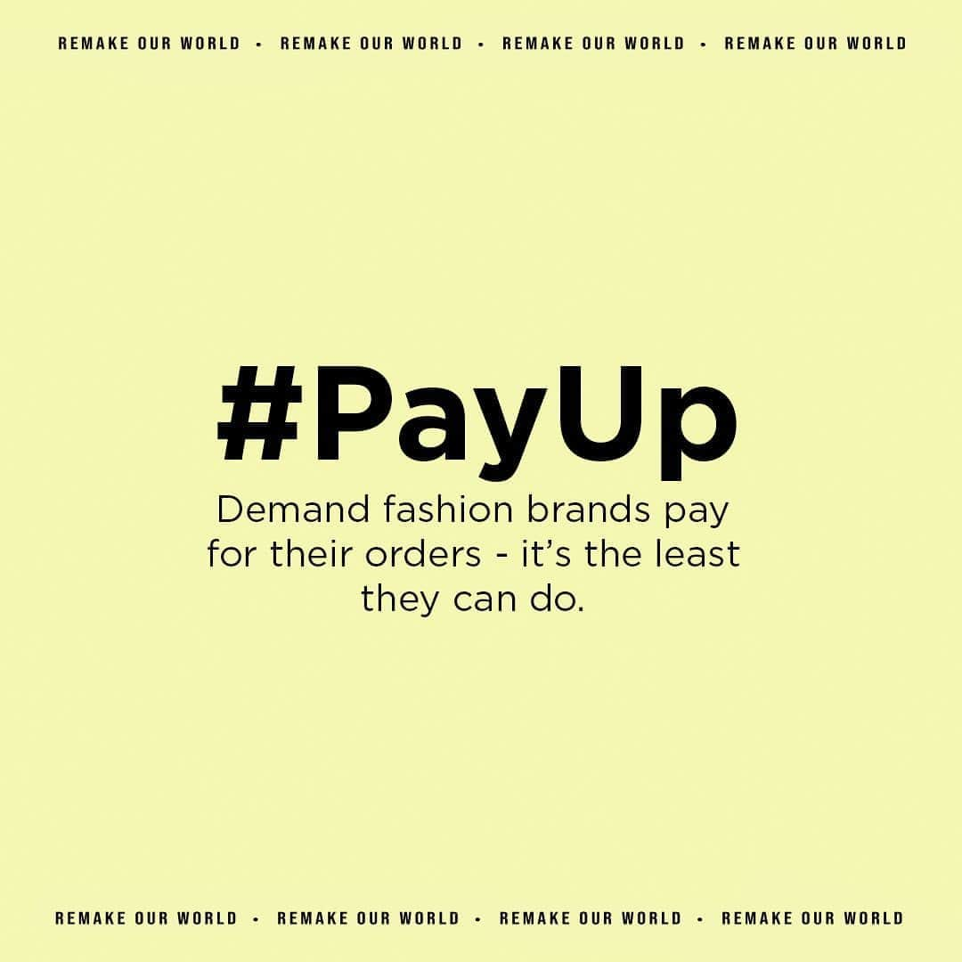 キャメロン・ラッセルのインスタグラム：「We’re asking companies @primark, @ca, @mothercareuk, @bestseller.com, @vfcorp, @kohls, @walmart, @jcpenny  to #PayUp for previously placed orders and materials rather than abandoning their garment workers and supply change partners--people who have no safety net or healthcare. ⁣  Sign the @changedotorg petition to join me and @remakeourworld in using your voice to help save the lives of millions of women who make our clothes (🔗 in bio)⁣. #PayUp #PayUp #PayUp」