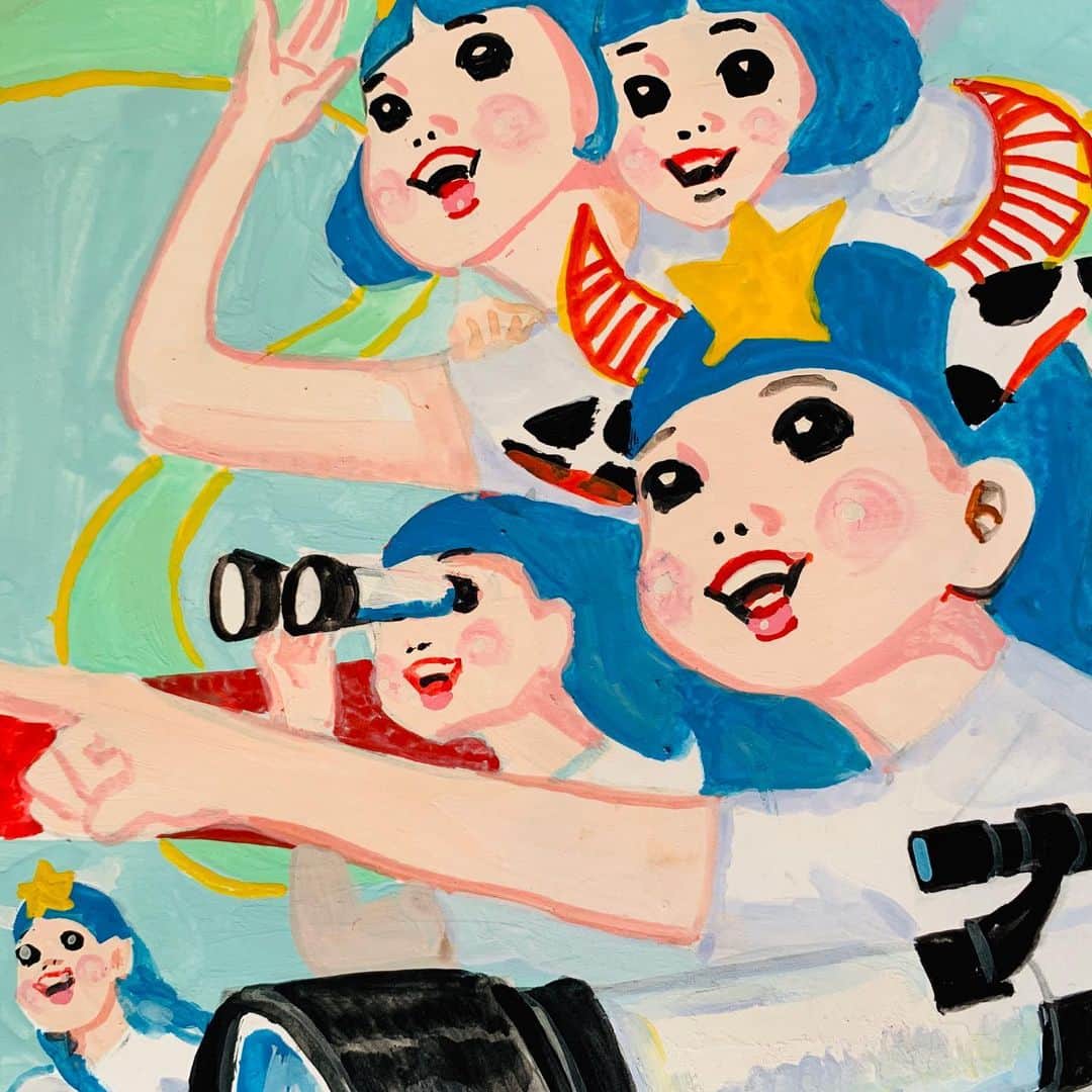 五月女ケイ子のインスタグラム：「こんなときだから、明るい色で絵を描こうと思います。みんなでのりきろうね。」