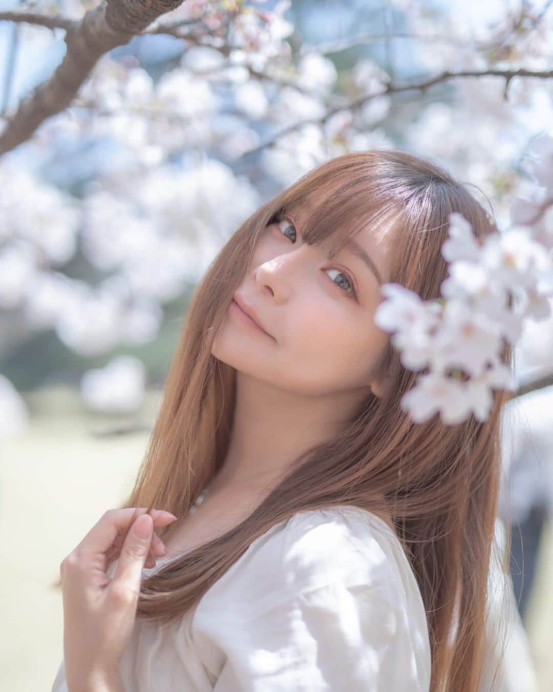 利咲のインスタグラム：「‪桜、また来年‬﻿ ‪会いましょう‬﻿ ﻿ ‪変わらずそこに居てほしいし‬﻿ ‪それを見る私は良い風に変わっていたい‬﻿ ﻿ ‪諸行無常の美の切なさを‬﻿ ‪毎年世界平和を願って見てるけど‬﻿ ‪さらに強く願う‬﻿ ‪2020年の桜でした🌸‬﻿ ﻿ ﻿ Hi,Cherry Blossoms, see you next year.﻿ ﻿ I want you to stay there,﻿ When I see you, I want to change even better now.﻿ ﻿ With the concept of impermanence, the Japanese beauty﻿ I hope for world peace every year,but I wish more strongly‬.﻿ good luck,Cherry blossom in 2020🌸‬﻿ ﻿ ﻿ #桜 #🌸 #さくら #桜の絨毯 #春 #spring #桜ポートレート #桜ポトレ #花 #flower #花ポトレ #新宿御苑 #cherryblossom #cherryblossoms #sakura #sakura🌸 #portrait #shooting #shinjukugyoen #japan #tokyo﻿ ﻿」