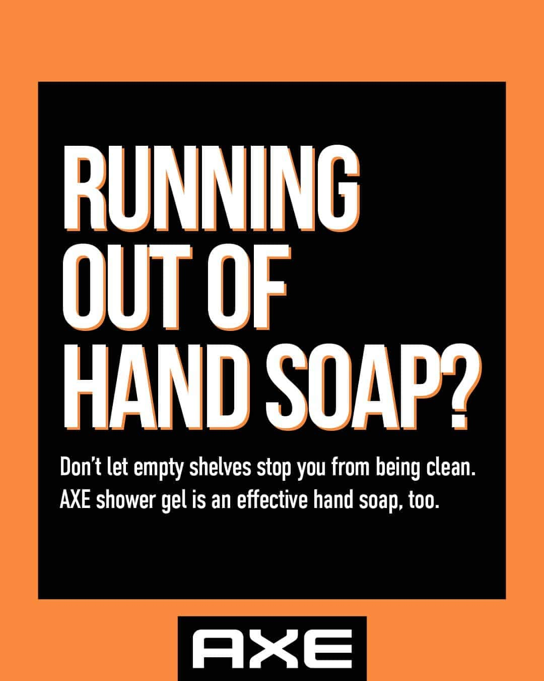 AXEのインスタグラム：「Having a hard time finding hand soap right now? Don't worry. The body wash sitting in your shower can also get your hands clean. Suds up and stay safe 🖤 . . . #SafeHands #HandWashing #WashYourHands #LifeHacks #Axe」