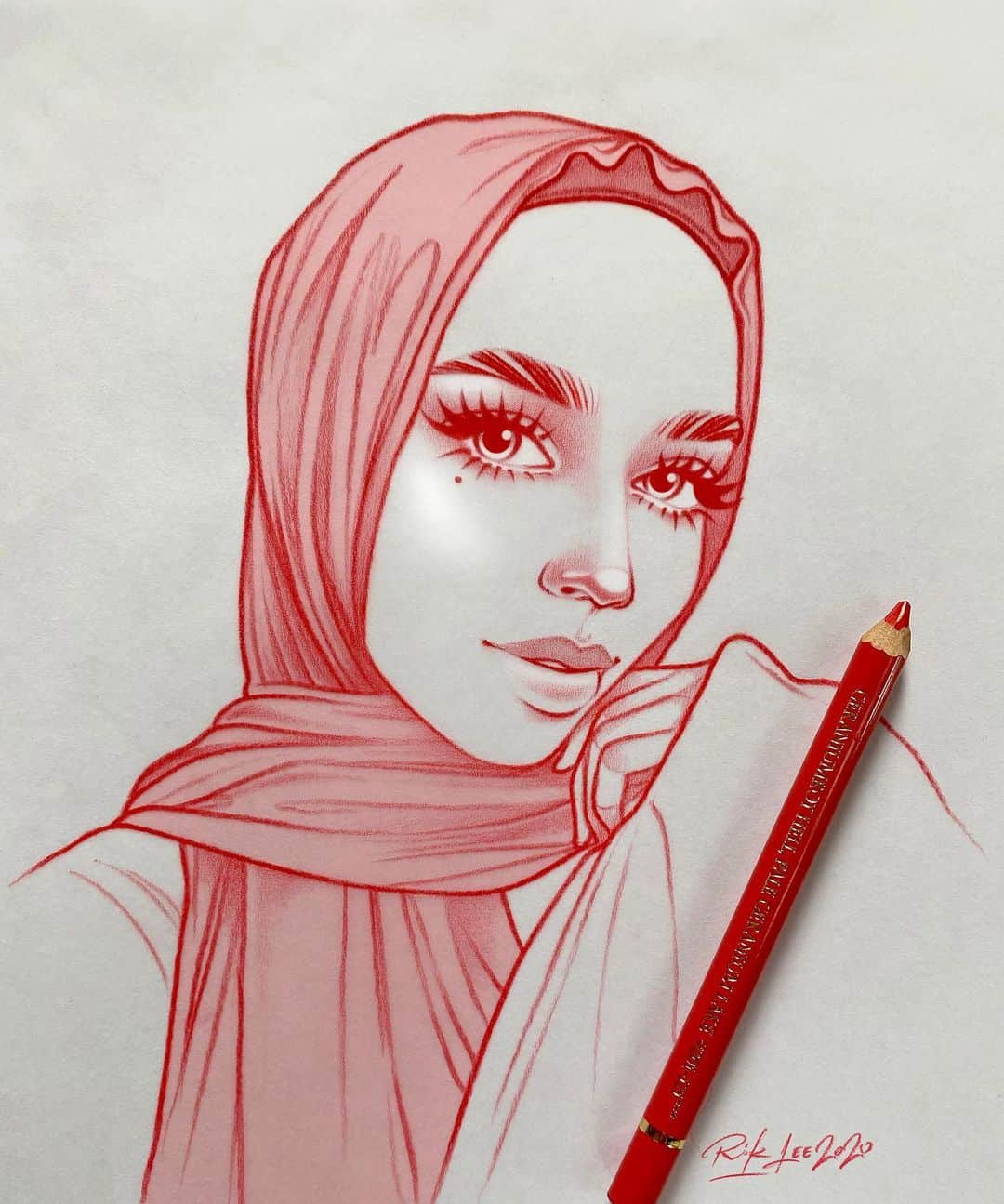Rik Leeさんのインスタグラム写真 - (Rik LeeInstagram)「Who else out there has been making art while we #stayhome 🙋🏻‍♂️ . #riklee #illustration #art #sketch #design #pencildrawing #hijab #beauty #portrait」4月8日 10時52分 - rikleeillustration