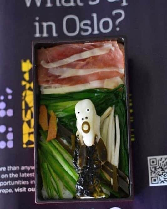 Rie's Healthy Bento from Osloのインスタグラム：「NRK (Norwegian National Broadcasting Corporation) challenges people to recreate national works of art and here is my version of Munch's Scream !! #nrkkultur #munch #oslo #betweenartandquarantine  #tussenkunstenquarantine #museumchallenge」