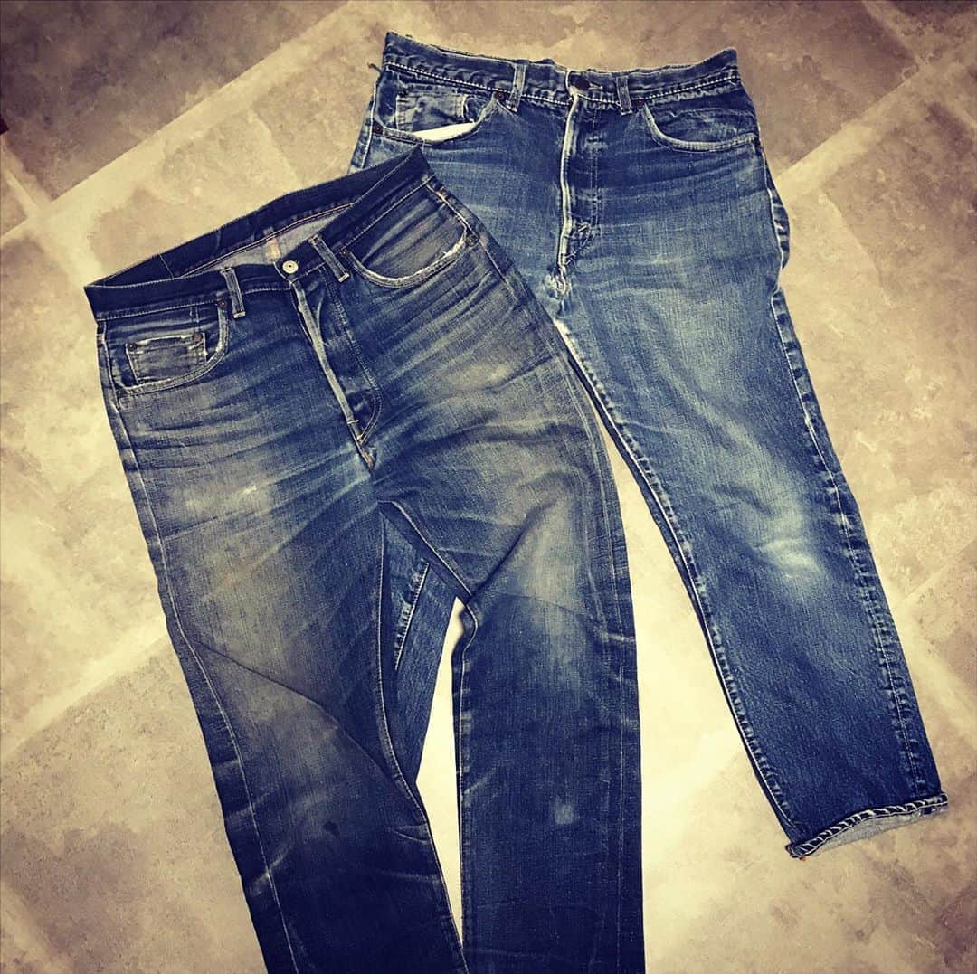 宇野薫のインスタグラム：「Washing denim!! #stayhome #levis #levis501 #levis501bige #levis505 #levis505bige  #levis505single #リーバイス #リーバイス501 #リーバイス505 #古着 #だから古着はやめられない #ただの古着好きです #宇野薫」