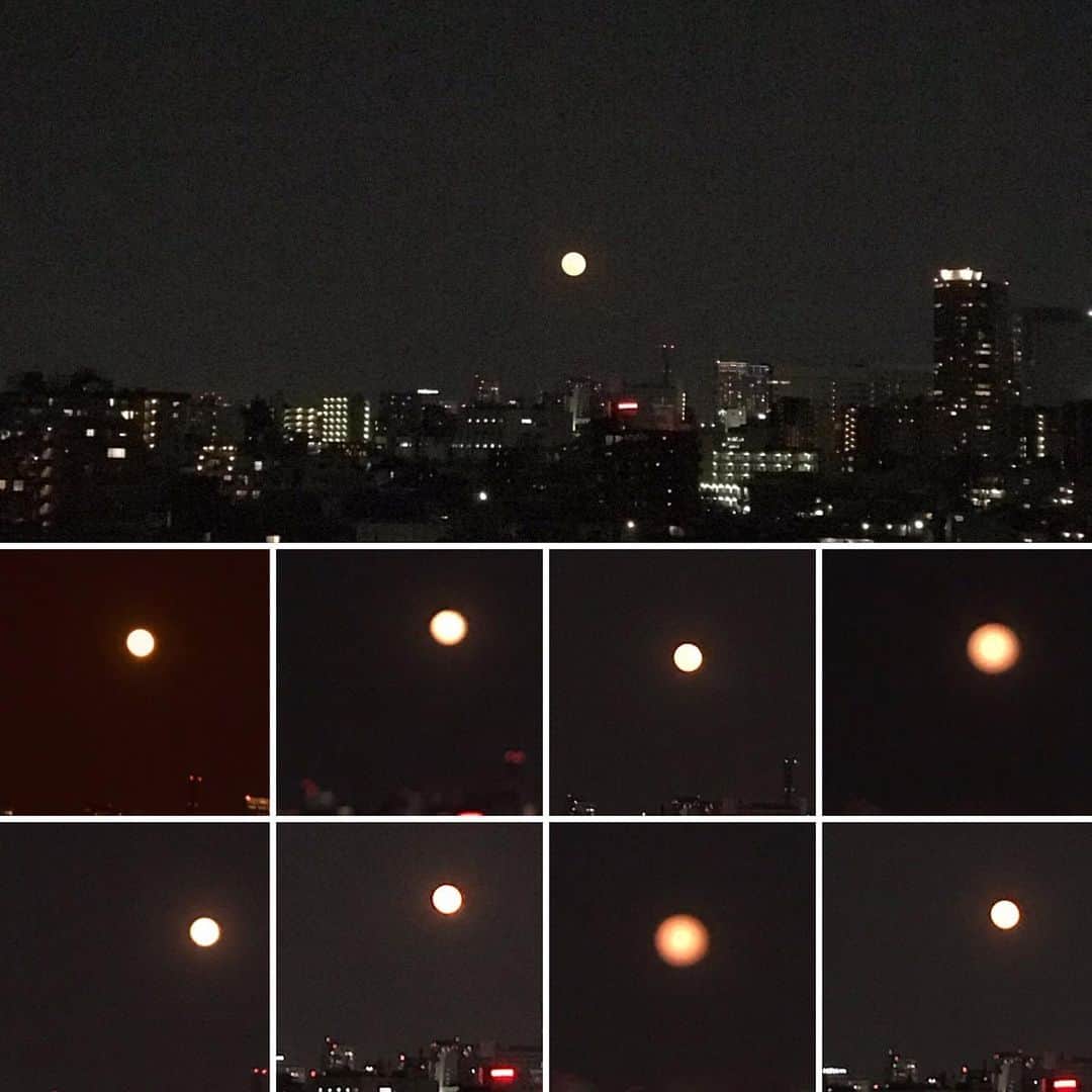 岡まゆみのインスタグラム：「今日はピンクのボタン❣️#ピンクの月#スーパームーン#岡まゆみ」