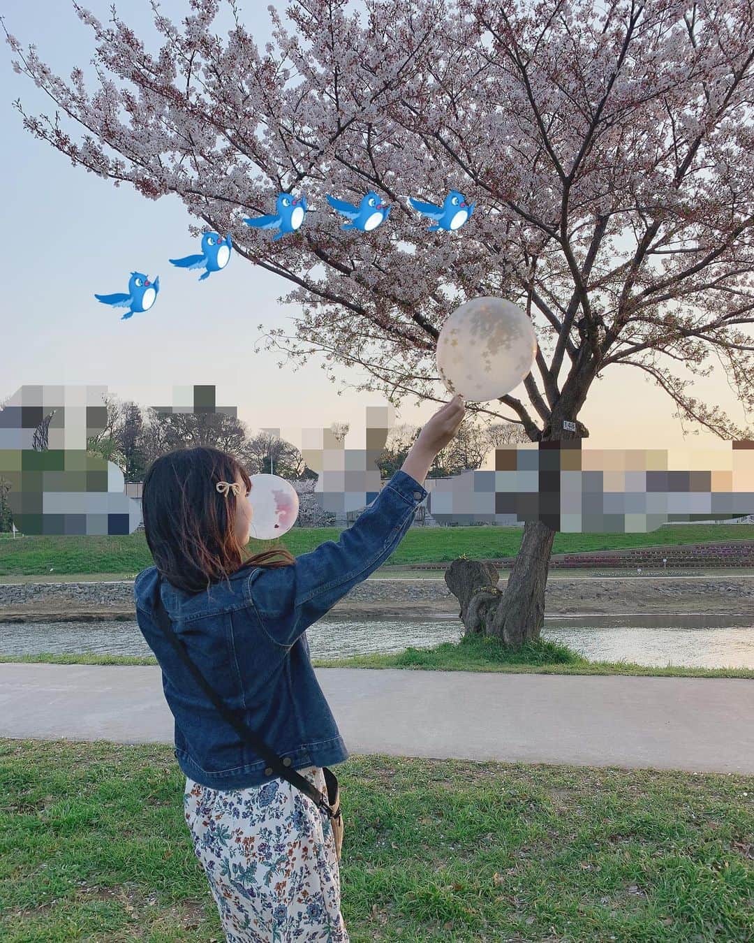 星野愛美さんのインスタグラム写真 - (星野愛美Instagram)「🌸❤🎈 最近流行ってる風船のばんってするやつした.♥ ・ ・ 今日始業式のはずだった日 #シブサン」4月8日 21時50分 - aimi._.nn08