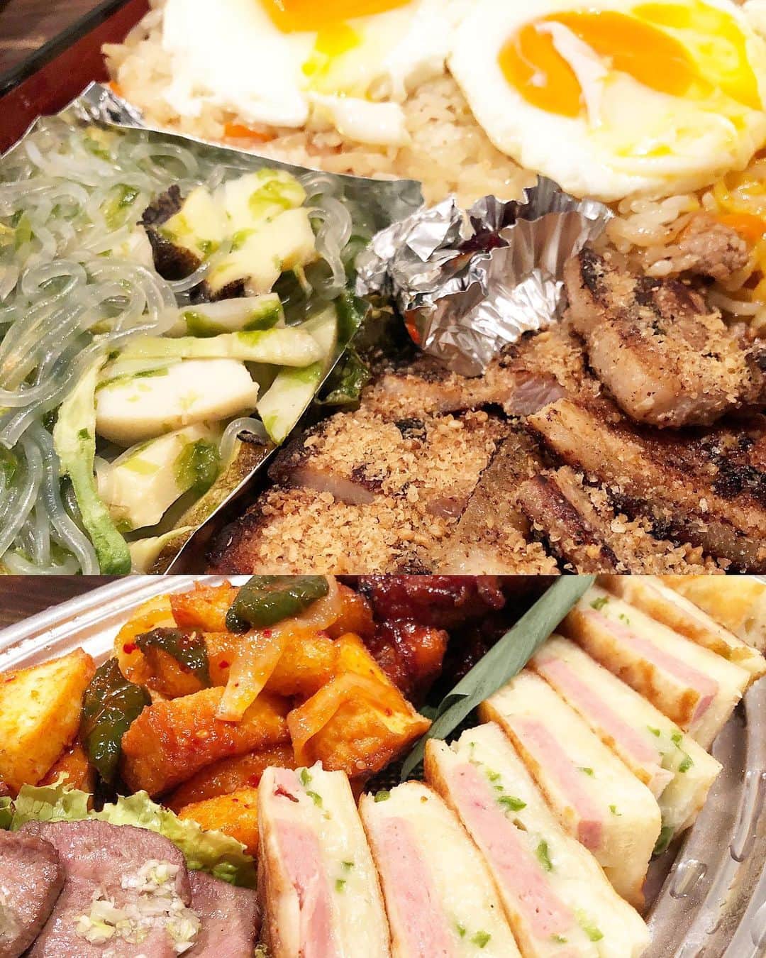 乾雅人さんのインスタグラム写真 - (乾雅人Instagram)「ミシュランビブグルマンの韓国料理店 若狭 @wakasa__nakameguro  でテイクアウト。ビビンバにサムギョプサルとチャプチェ。 おかずを色々盛り合わせにしていただいた。 これは楽しい！こんなときだから家のご飯は楽しく！ #takeaway #テイクアウト #韓国料理 #中目黒 #サムギョプサル #お弁当」4月8日 22時03分 - inuimasato