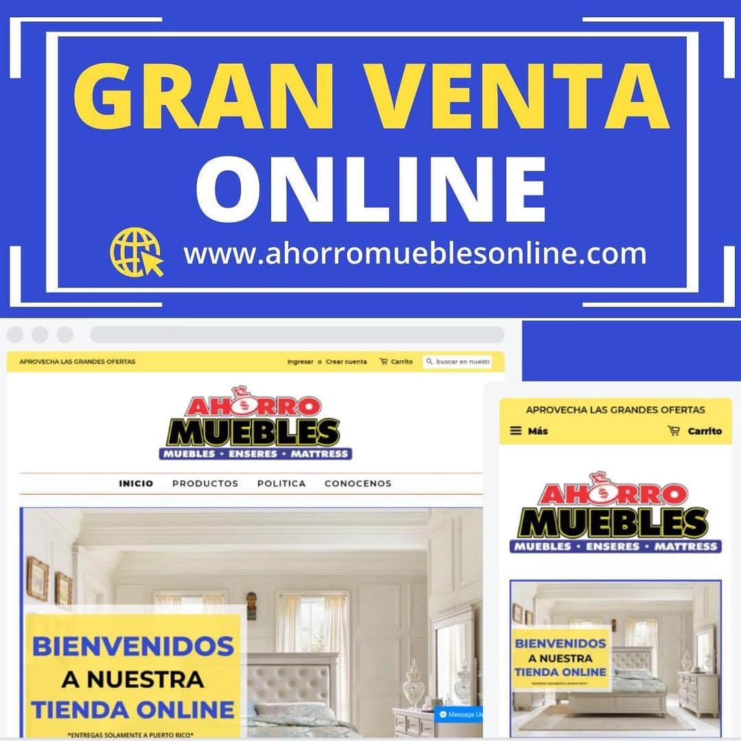 ミゲール・コットのインスタグラム：「🎈🎉¡GRAN VENTA ONLINE! 🎉🎈 @ahorromuebles -Aprovecha las grandes ofertas que tenemos en la inaguracion de nuestra tienda online. Ahora podrás aprovechar nuestras grandes ofertas desde la comodidad de tu hogar. *Entrega a toda la isla* *Valido desde el  8 al 31 de abril* *Ciertas restricciones aplican * *Entregas y recogidos luego que pase la orden ejecutiva* •Puedes acceder: www.ahorromueblesonline.com •Para dudas: servicio.ahorromuebles@gmail.com  #AHORROMUEBLES #MASBARATOIMPOSIBLE」