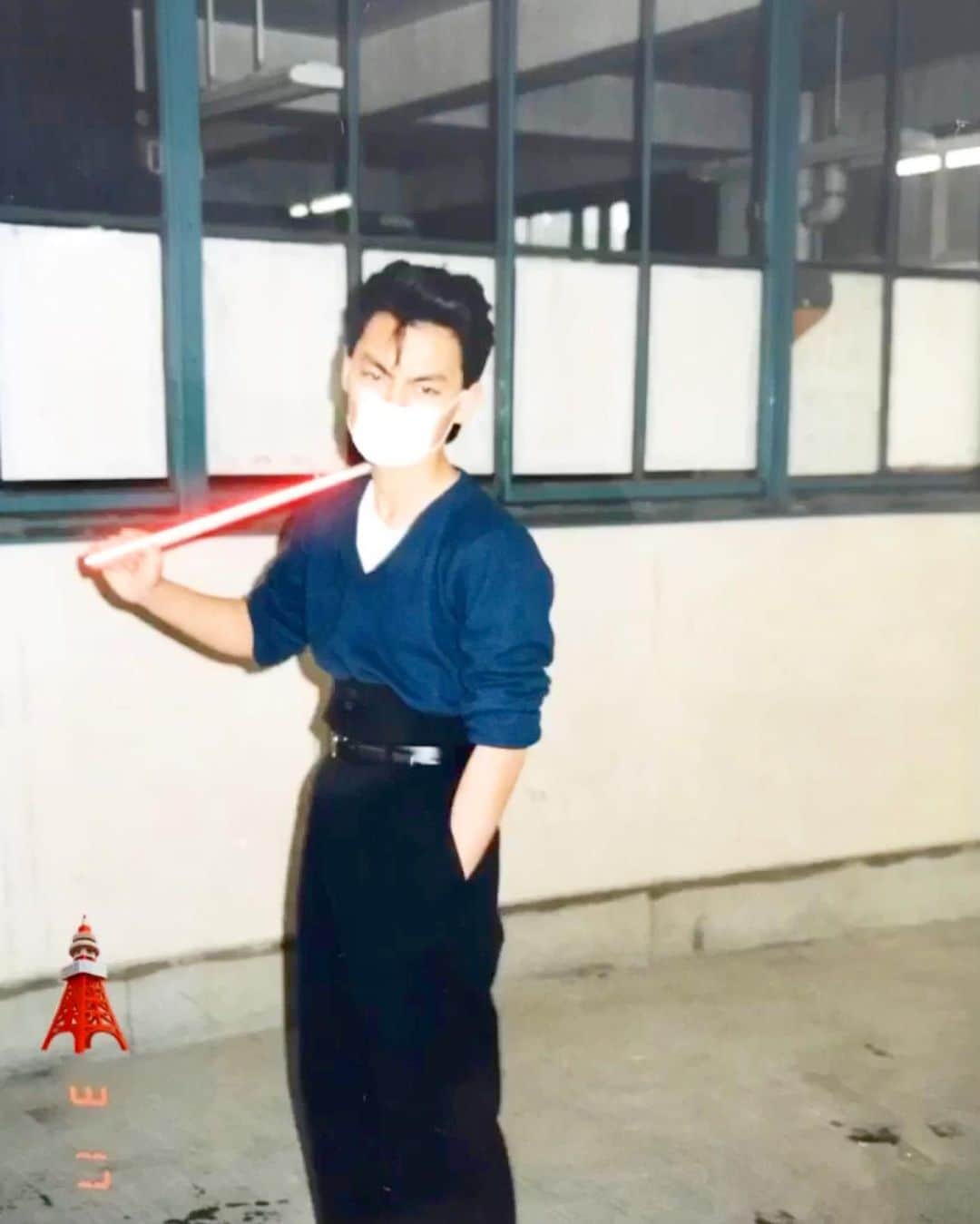 SPICY CHOCOLATEのインスタグラム：「✴︎ 安倍晋三 総理大臣と 同じマスクをしてる 中学三年生の俺。 . #tbt #最先端 #ハイウエスト #ベルトが細い #ボンタン #家にいろ #家にいる #打倒COVID19 #昭和 #最後に笑おう」