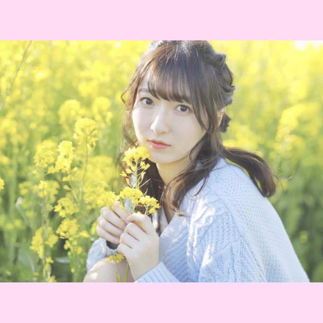 牧村一穂のインスタグラム：「今日は菜の花🌼です！高校生ぶりに菜の花撮影はしたかも？ちょっとは大人になったかな🥺 . #ミスコン#被写体になります#撮影モデル#サロンモデル#撮影#サロンモデル募集#女子大生#看護学生#likeforlikes#instagood#菜の花#春休み#ヘアアレンジ#春メイク#春」