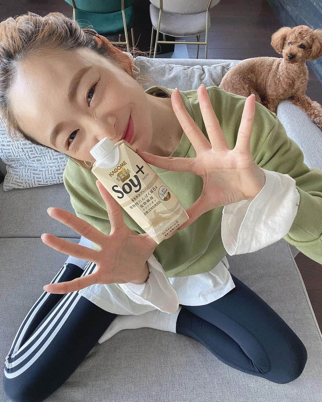 岩渕加恵さんのインスタグラム写真 - (岩渕加恵Instagram)「S o y + 🤍 お家トレーニングのお供に、、ソイ✌️ これ一本で野菜が摂れるなんて〜🥺🥺🥺 りんご風味で、後味もさっぱりして飲みやすいよっ🍎💕 . お家で過ごす時間が増えて体も気になってたから この一本はめっちゃ助かるな〜😙🙌🌈 #野菜生活 #ソイプラス #カゴメ #PR #カラダづくり」4月9日 21時42分 - kae0113