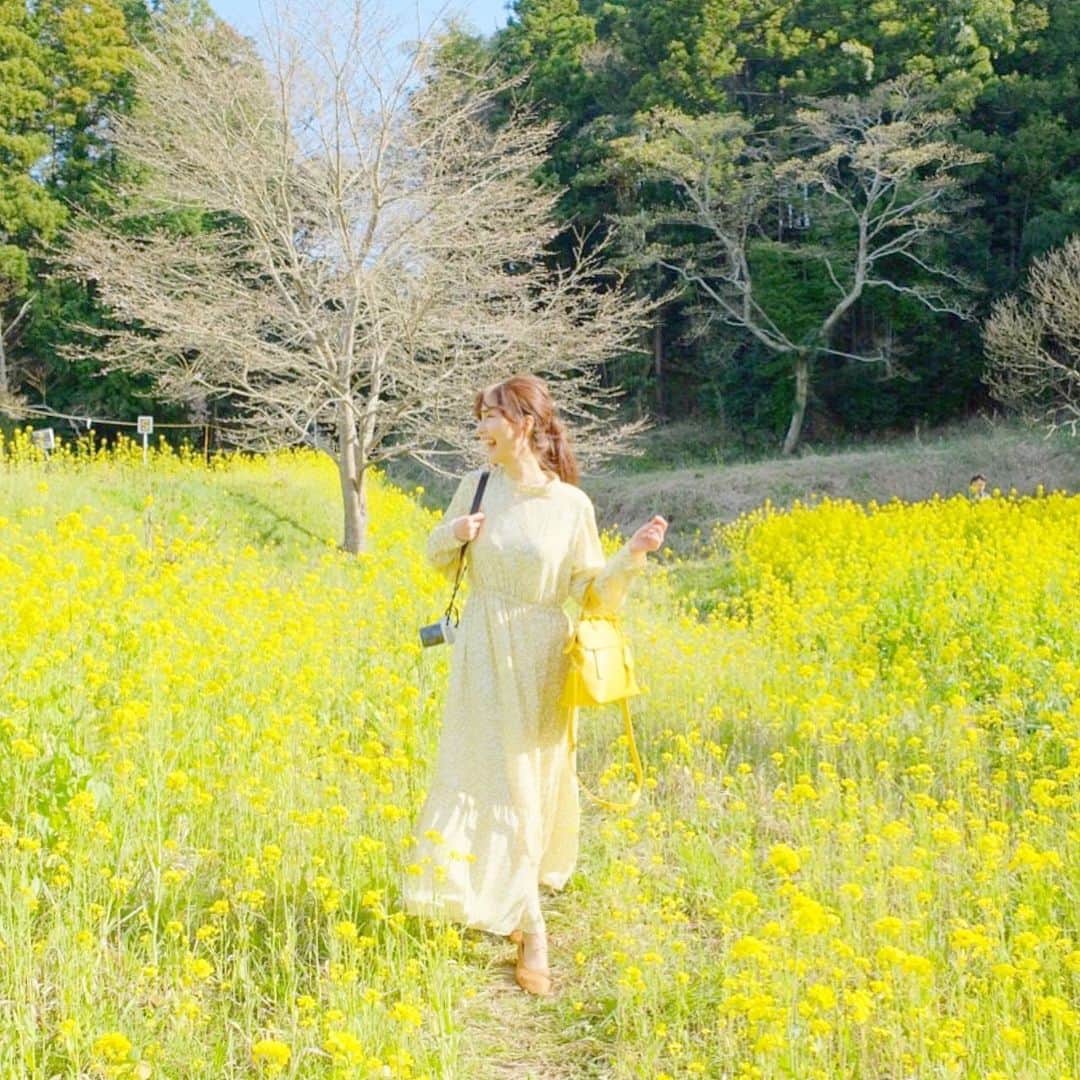 minsayuさんのインスタグラム写真 - (minsayuInstagram)「* このひぃ〜ろい野原いっぱい〜🌼♪ どうも、森山良子です。 今年の菜の花はもう終わっちゃったかな…？🌼 こんな状況だけど、日本にもちゃんと春が来ている。 毎朝近所を散歩して、お花を見つけては、季節を感じてる🌼💐🤤すーはー 平和な日常が戻ったらたくさん愛でに行こうね🌷 喜びもきっと、ひとしお！ ひとしおは漢字で書くと一入やで！ この日は全身GUで菜の花コーデ🌼」4月10日 9時55分 - minsayu