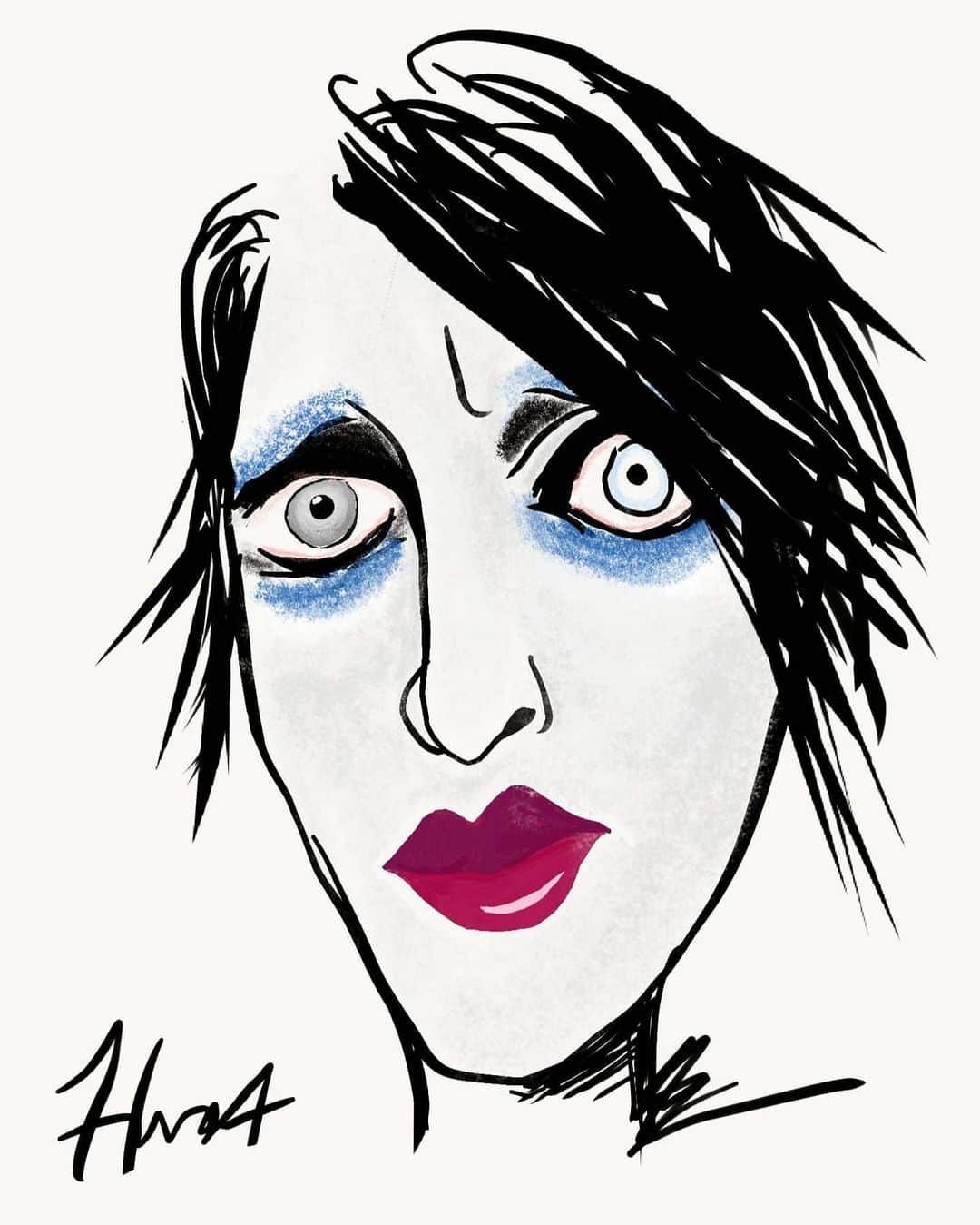 ハン・チャン（張行）のインスタグラム：「手機亂塗。 #huntsdrawing . #art #android #phone #drawing #illustration」