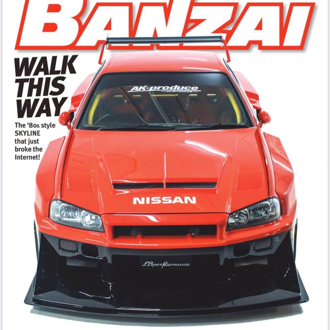 のインスタグラム：「LB-ER34 Super Silhouette Slyline is cover #banzaimagazine !! Looks incredible!! Please take a look and check all detail for the car !! Special thanks to #banzaimagazine & @fastcarmagazine !! @libertywalkkato」