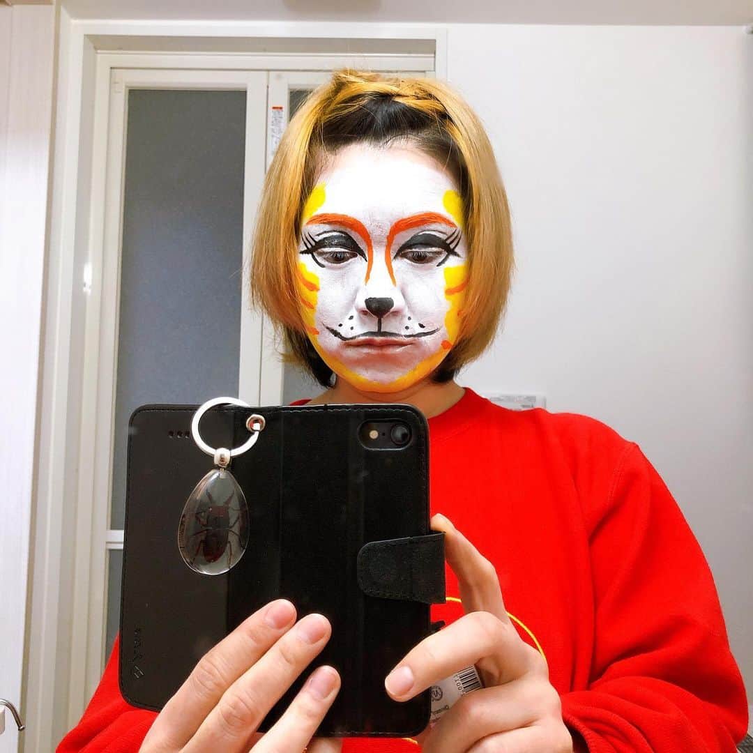 和田美枝のインスタグラム：「キャッツのメイク😸  市川くんとのインスタライブに後から参加するから、相方をびっくりさせたいが為に1時間前からお顔にデッサン🎨  見て下さってる方のお子さん泣かせてしまった…😅 ホントごめんなさい🙏  #キャッツ #CATS #メイク #インスタライブ #お家時間 #このメイクで #猫と仲良くなれるかな？ #ニャー😸 #お顔デッサン🎨 #ハマりそう」