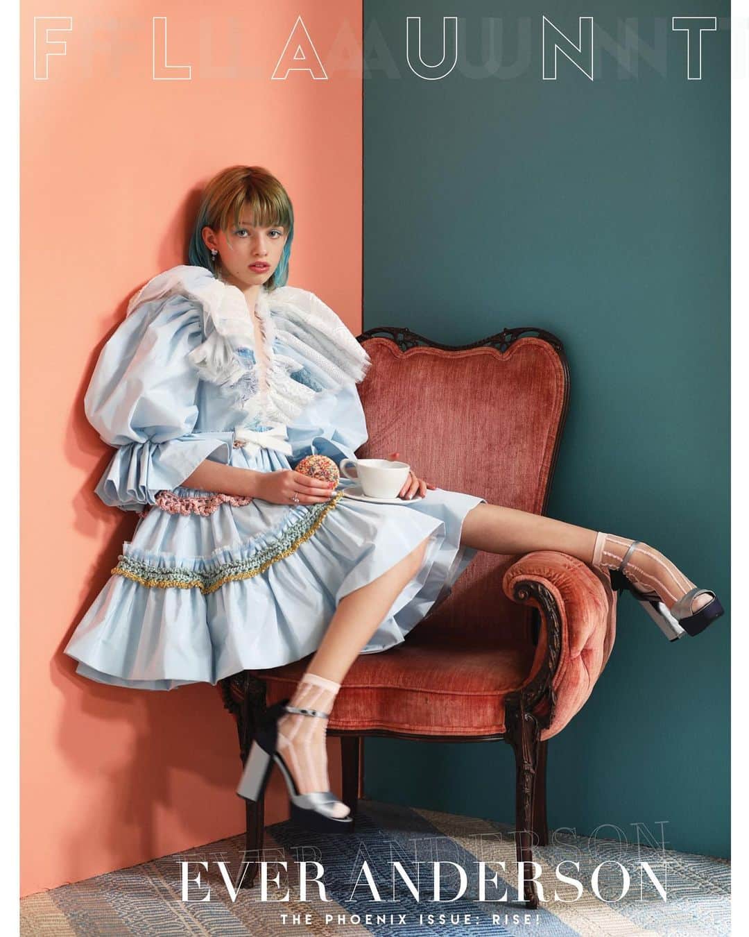 ミラ・ジョヴォヴィッチのインスタグラム：「My beautiful baby @evergaboanderson on the cover of @flauntmagazine shot by the amazing @chrissbrenner to promote her new films @black.widow where she plays young Scarlet Johansson/Natasha Romanoff and “Peter Pan And Wendy” where she plays Wendy Darling! These pictures are so incredible (i mean look at that foot tilt, Ever is OWNING IT!) I can’t wait for you all to see the whole story and article! More coming soon! #thephoenixissue  photographed by @chrissbrenner styled by @muihai  wearing @viktorandrolf and @tiffanyandco hair by @hairbycandicebirns makeup by @jostrettell manicure by @merricures」