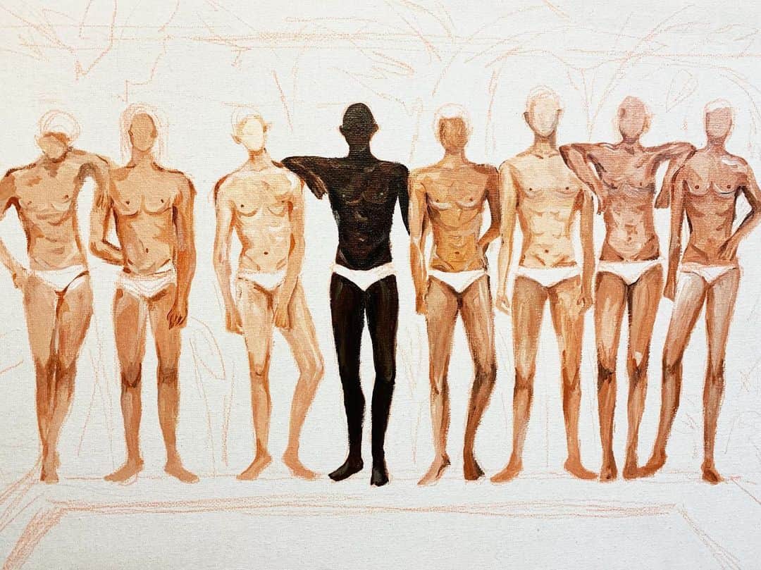 JiweiJWさんのインスタグラム写真 - (JiweiJWInstagram)「Process 🎨#illustration #painting #models #homme」8月10日 21時45分 - jiweijw
