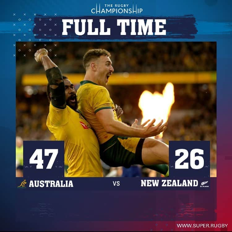 Super Rugbyさんのインスタグラム写真 - (Super RugbyInstagram)「FULL TIME: The Wallabies have done it! An amazing game in Perth. #AUSvNZL #TRC #Bledisloe」8月10日 20時51分 - superrugby