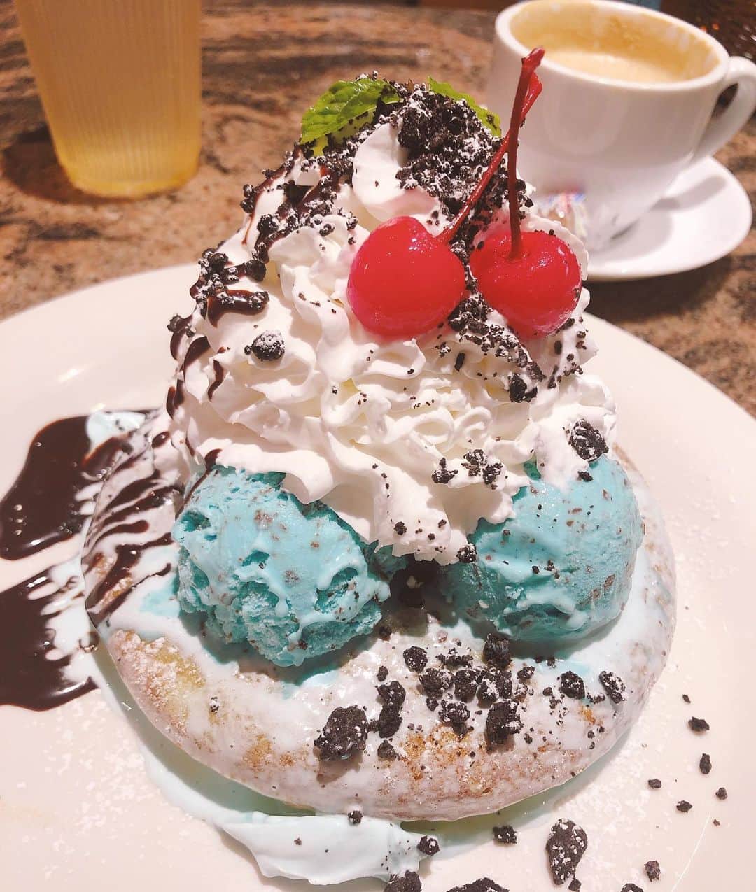 水野貴以さんのインスタグラム写真 - (水野貴以Instagram)「#チョコミントパンケーキ #🍫🍃」8月10日 21時21分 - attakai.melody127
