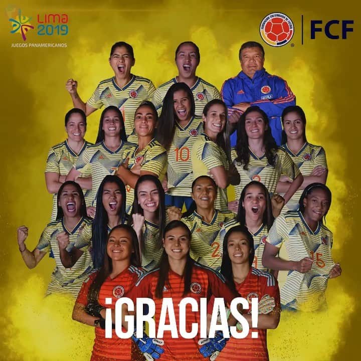 サッカー コロンビア代表チームのインスタグラム：「¡CAMPEONESSSS DE LOS JUEGOS PANAMERICANOS! ¡Estamos orgullosos de ustedes. Gracias! ❤️⚽️💪🏼」