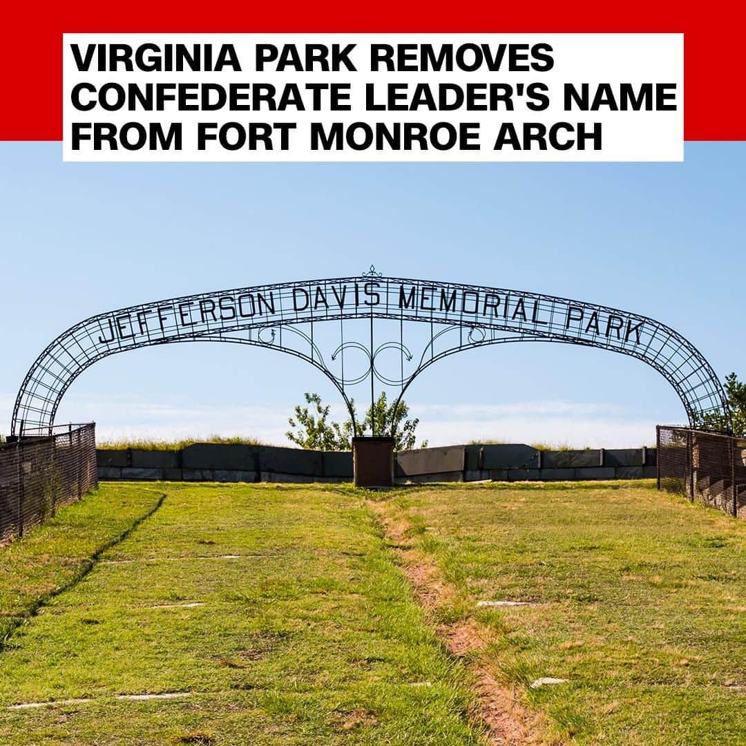 CNNさんのインスタグラム写真 - (CNNInstagram)「The name of Confederate President Jefferson Davis has been removed from the Fort Monroe historical site in Hampton, Virginia. "Fort Monroe is where the first enslaved Africans arrived on our shores in 1619," Virginia Gov. Ralph Northam tweeted earlier this month. "A memorial glorifying the President of the Confederacy has no place here.” The arch was built in the 1950s. (📸: Shutterstock)」8月10日 16時00分 - cnn