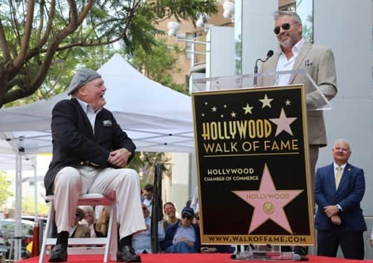 マット・ルブランクのインスタグラム：「Big congratulations to @stacykeach for receiving his star on the walk of fame. Right in front of the bank too. Well done.」