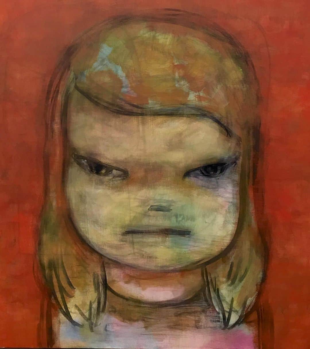 奈良美智のインスタグラム：「Study for “Angry Sad Girl ”. it’s a not finish work, but I like it. and some recent drawings. No Hate. Love & Peace.」