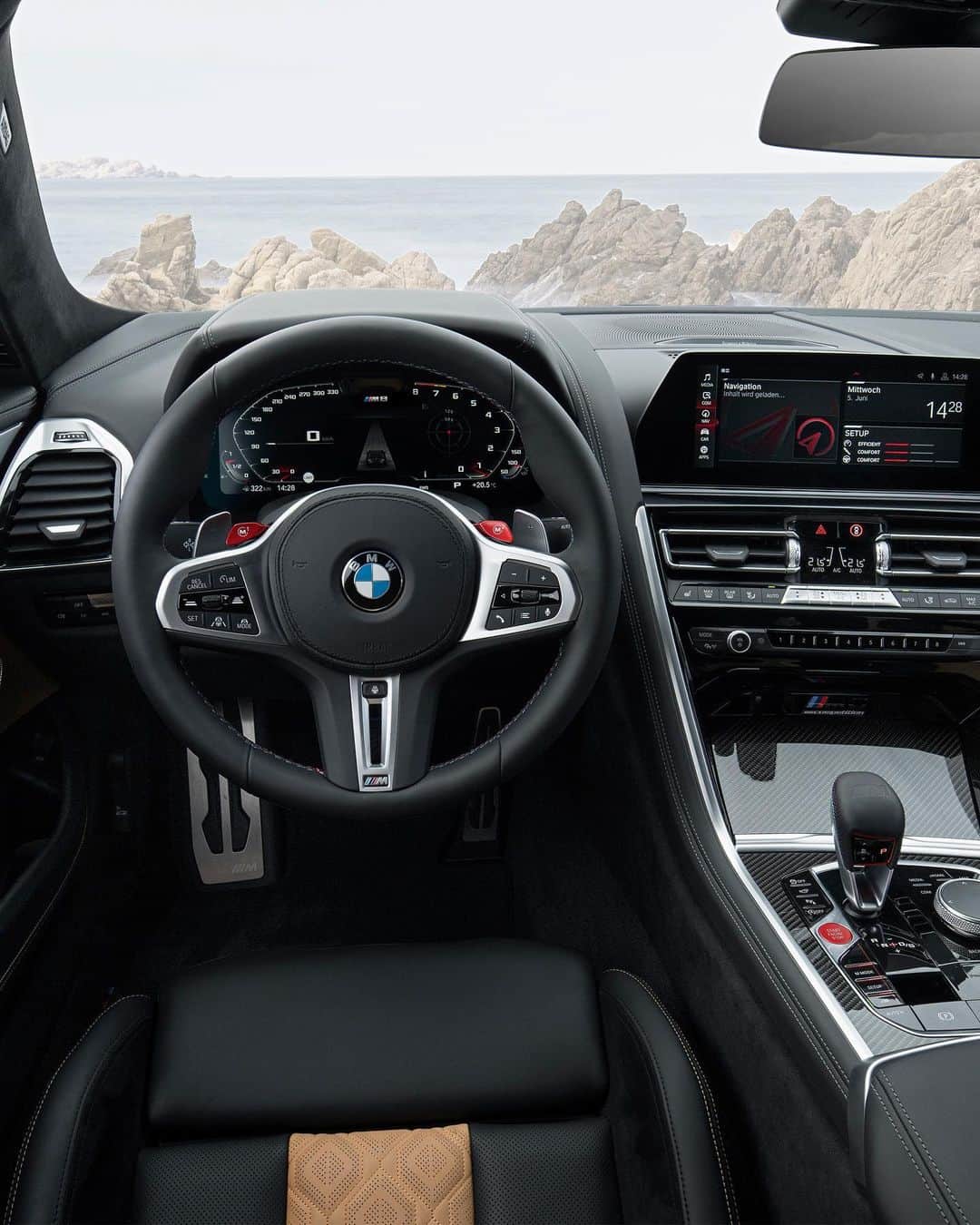 BMWのインスタグラム：「Outstanding interior inspired by luxury. The first-ever BMW M8 Competition Coupé. #TheM8 #BMW #M8 #BMWM __ BMW M8 Competition Coupé: Fuel consumption in l/100 km (combined): 10.6. CO2 emissions in g/km (combined): 242.  Acceleration (0-100 km/h): 3.2 s. Power: 625 hp, 750 Nm. Top speed (limited): 250 km/h. Paint finish shown: BMW Individual Frozen Marina Bay Blue metallic  The values of fuel consumptions, CO2 emissions and energy consumptions shown were determined according to the European Regulation (EC) 715/2007 in the version applicable at the time of type approval. The figures refer to a vehicle with basic configuration in Germany and the range shown considers optional equipment and the different size of wheels and tires available on the selected model. The values of the vehicles are already based on the new WLTP regulation and are translated back into NEDC-equivalent values in order to ensure the comparison between the vehicles. [With respect to these vehicles, for vehicle related taxes or other duties based (at least inter alia) on CO2-emissions the CO2 values may differ to the values stated here.] The CO2 efficiency specifications are determined according to Directive 1999/94/EC and the European Regulation in its current version applicable. The values shown are based on the fuel consumption, CO2 values and energy consumptions according to the NEDC cycle for the classification. For further information about the official fuel consumption and the specific CO2 emission of new passenger cars can be taken out of the „handbook of fuel consumption, the CO2 emission and power consumption of new passenger cars“, which is available at all selling points and at https://www.dat.de/angebote/verlagsprodukte/leitfaden-kraftstoffverbrauch.html.」