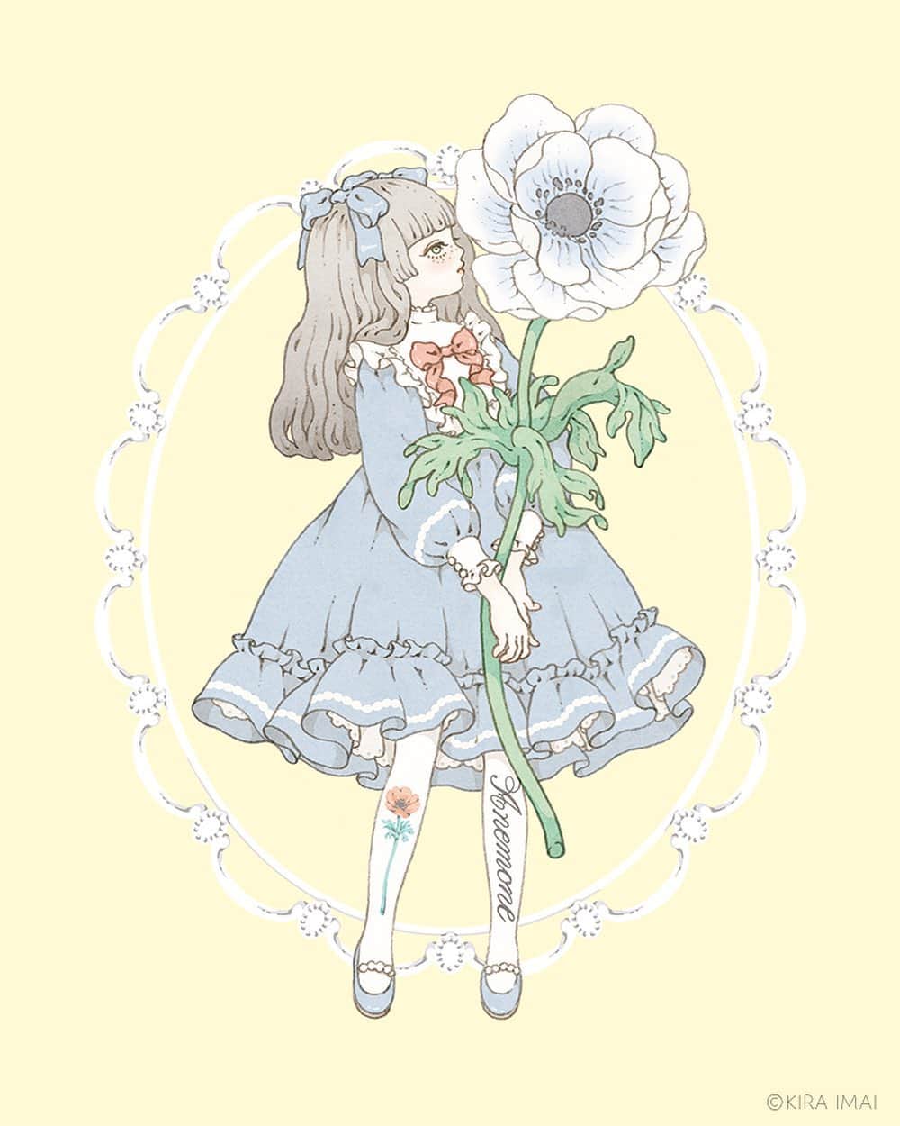 今井キラのインスタグラム：「ℒ𝒾𝓉𝓉𝓁𝑒 𝒷𝑜𝓊𝓆𝓊𝑒𝓉﻿ 𝒜𝓃𝑒𝓂𝑜𝓃𝑒﻿ ﻿ 💐﻿ ﻿ 💐﻿ ﻿ 💐﻿ ﻿ #anemone #アネモネ #flower #kiraimai #イラスト #sweetlolita #ロリータ #illustrator #イラストレーター #lolitafashion #💐」
