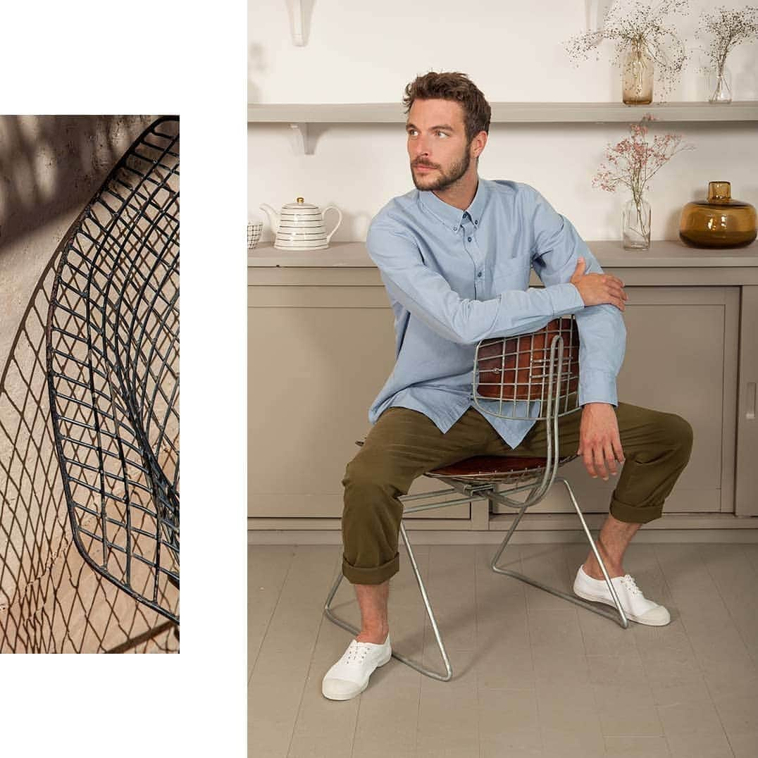 ベンシモンさんのインスタグラム写真 - (ベンシモンInstagram)「Une paire de tennis iconique, une chemise et un pantalon au style army: le combo parfait pour un look casual élégant! 🌿 🇬🇧 An iconic pair of tennis shoes, an army style shirt and pants: the perfect combination for a casual and elegant look! 🌿 #Bensimon #vestiairemasculin #homme #tennis」8月6日 22時18分 - bensimoncollection