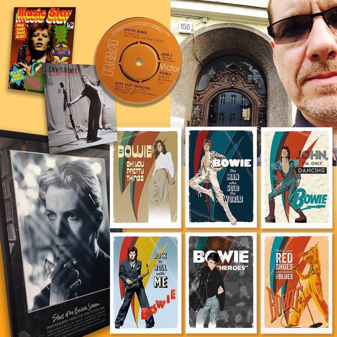 デヴィッド・ボウイさんのインスタグラム写真 - (デヴィッド・ボウイInstagram)「BOWIE FAN FOCUS 6: Richard Miller  Our sixth Bowie Fan Focus is on @purerichard. Here are a couple of his answers from a much longer piece, which you can read here: https://smarturl.it/BFF06DBFB (Temp link on main page) + - + - + - + - + - + - + - + - + - + - + - + - + - + - + ~ When and how did you first become aware of him? RM: Going on a Sunday School trip to see a pantomime at the Theatre Royal, Nottingham around Christmas ’72. I distinctly remember The Jean Genie playing on the radio on the coach. I think that and Life On Mars? were out as singles within a short space of time of each other. The lyrics just fascinated the seven-year-old me… “Bites on the neon and sleeps in a capsule” … “Loves chimney stacks” … “Mickey Mouse has grown up a cow” … “Look at those cavemen go” … What could it all mean? And then Ed ‘Stewpot’ Stewart would play The Laughing Gnome on Junior Choice at the weekends (which had been re-released as a cash-in single). And that was apparently by ‘David Bowie’ too!! I thought it couldn’t possibly be the same person, and there must be two singers plying their trade as David Bowie. ~ Most valuable Bowie possession you own on an emotional level?  RM: Either my original Boys Keep Swinging 7-inch, or otherwise my poster featuring Bowie in TMWFTE, promoting the ’Stars Of The British Screen’ photographic exhibition. I framed it up when I got it in 1985, and when he died, it occurred to me that it’s hung pride of place in every place I’ve lived, for over 30 years. + - + - + - + - + - + - + - + - + - + - + - + - + - + - +  #BowieFanFocus」8月7日 1時10分 - davidbowie