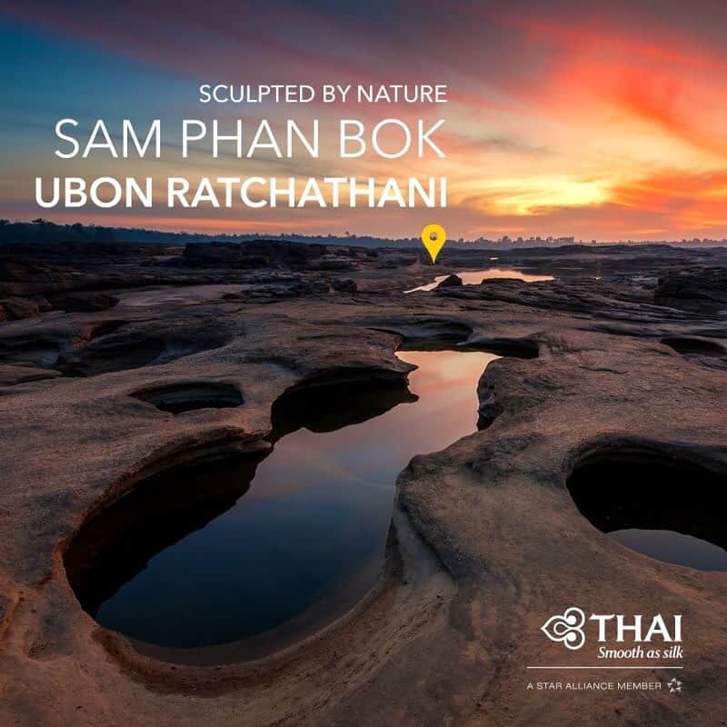 タイ航空さんのインスタグラム写真 - (タイ航空Instagram)「Sam Pan Bok literally means “three thousand holes” in Thai. Here you can see hundreds of patterns and shapes in the rocks, some big enough to swim in. . Be inspired by endless beauty with THAI and THAI Smile at thaiairways.com. . #ThaiAirways #FlySmoother #Isan」8月7日 1時33分 - thaiairways