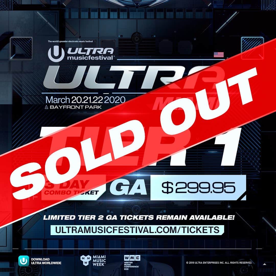 Ultra Music Festivalさんのインスタグラム写真 - (Ultra Music FestivalInstagram)「GA Tier 1 tickets for #Ultra2020 are SOLD OUT! A limited number of tickets are still available.  Due to high traffic, please be patient as you purchase tickets today.」8月7日 2時18分 - ultra