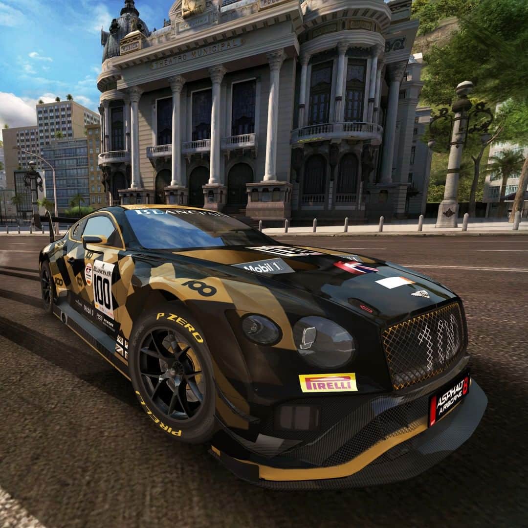 ベントレーさんのインスタグラム写真 - (ベントレーInstagram)「Drive the black and gold livery #ContinentalGT3 on real streets in @Gameloft's Asphalt 8 Airborne. #Rio #Bentley100Years. Learn more through link in bio.」8月7日 3時00分 - bentleymotors