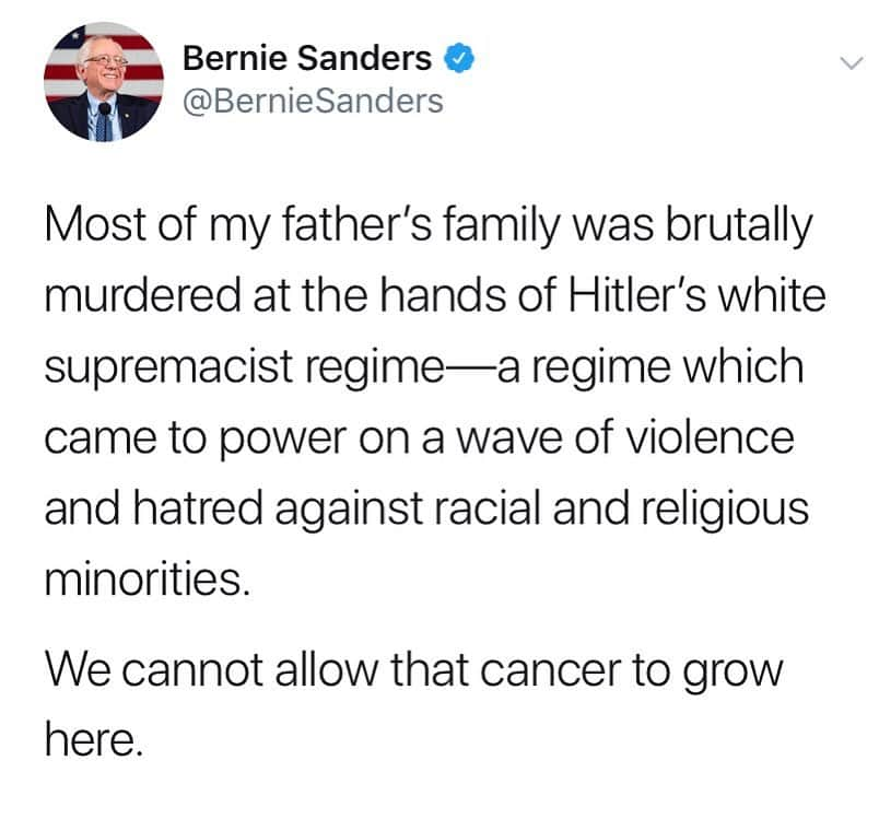 バーニー・サンダースさんのインスタグラム写真 - (バーニー・サンダースInstagram)「We cannot allow this cancer to grow.」8月7日 3時10分 - berniesanders