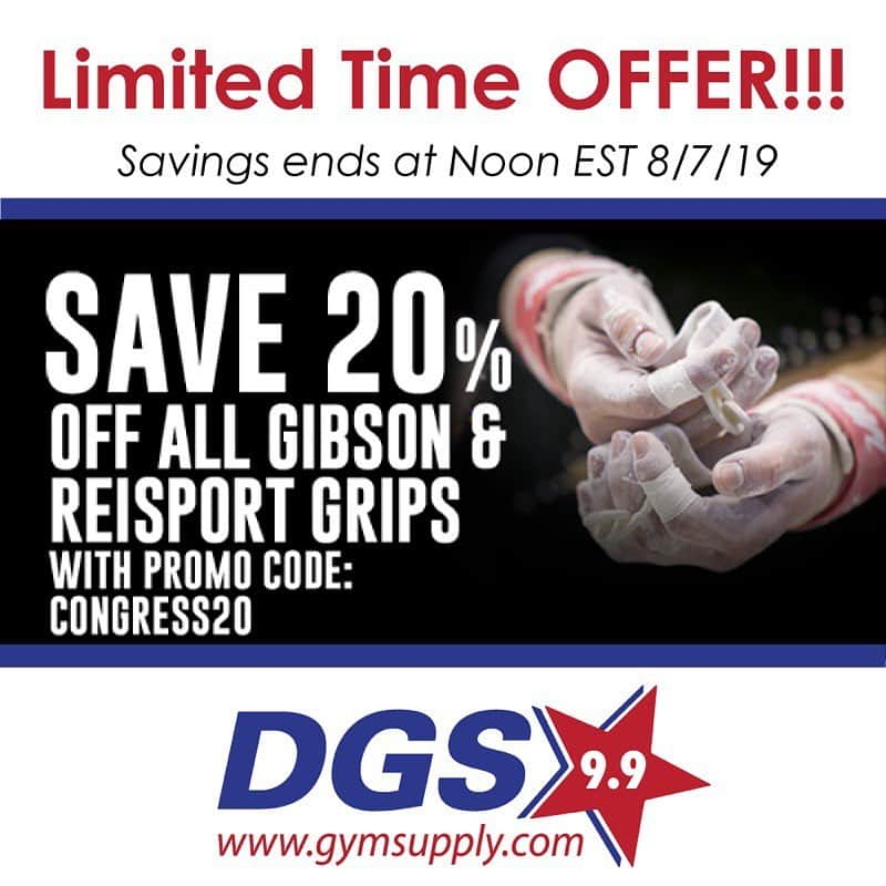 Inside Gymnasticsさんのインスタグラム写真 - (Inside GymnasticsInstagram)「#ad We all can’t wait to see the athletes bringing their best at this year’s US Championships, so @dgsgymsupply is offering their best deals to YOU! For a limited time, get 20% OFF ALL Gibson and Reisport Grips when you use code "CONGRESS20" at checkout!  Don't miss out!!! Head over to gymsupply.com now!  Sale ends 8/7!! 🎉🇺🇸 #USGymChamps #partnerpost #sponsored」8月7日 4時08分 - insidegym